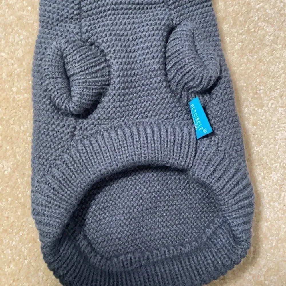 Dog Sweater Gray Hoodie with Pom XS NWT